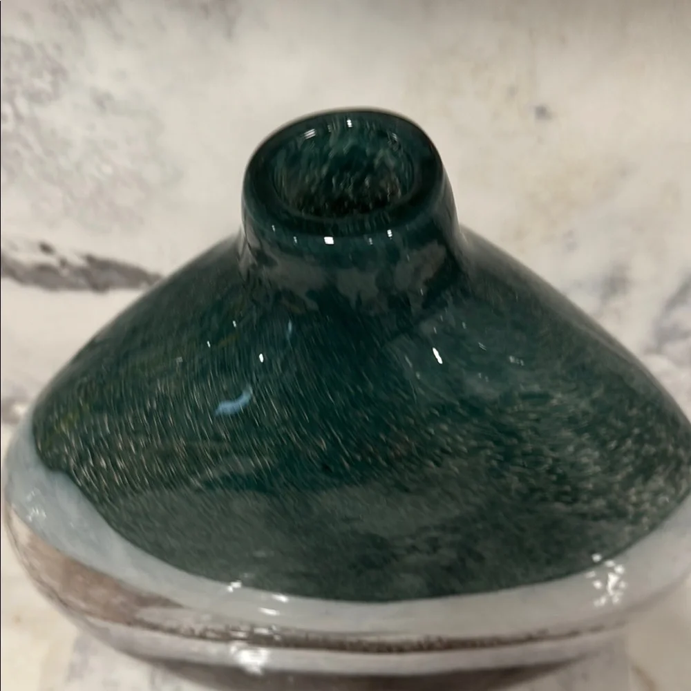VTG Pier 1 Green and Brown Glass Vase